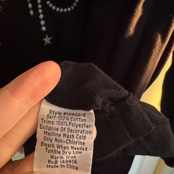 Johnny Was CALLISTO SEQUIN BISHOP SLEEVE TEE HTF XL Moon, Stars Embroidered - Picture 6 of 9